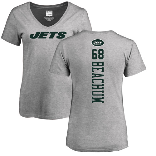 New York Jets Ash Women Kelvin Beachum Backer NFL Football #68 T Shirt